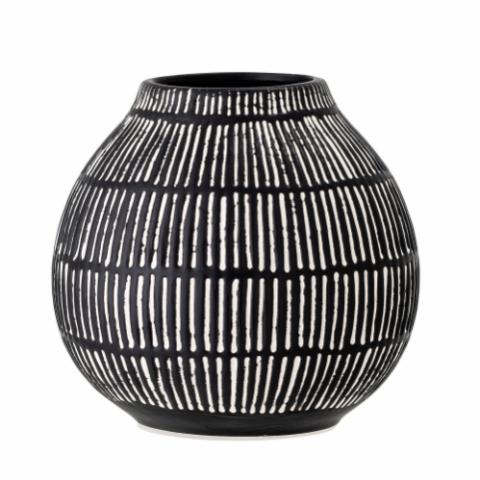 Elveda Deco Vase, Black, Stoneware