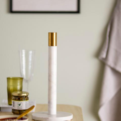 Emira Socle d’essuie-tout, Blanc, Marbre