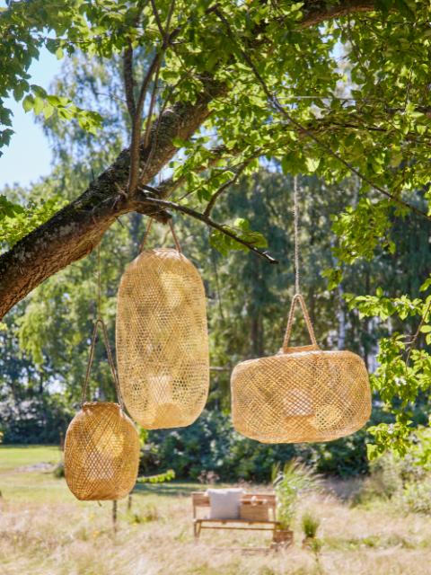Musu Lantern w/Glass, Nature, Bamboo