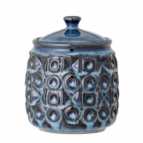 Nena Jar w/Lid, Blue, Stoneware