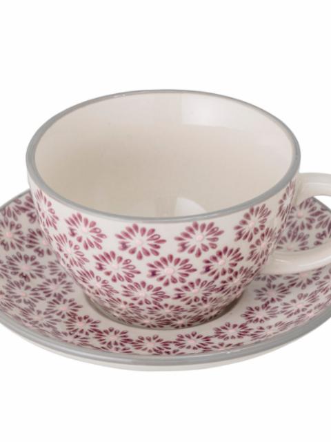 Maya Cappuccino Cup w/Saucer, Purple, Stoneware