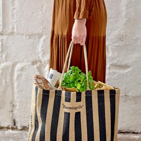 Bergamo Indkøbspose, Sort, Jute