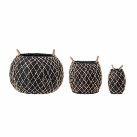 Karia Basket, Black, Seagrass