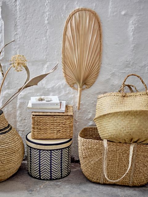 Gils Basket w/Lid, Nature, Water Hyacinth