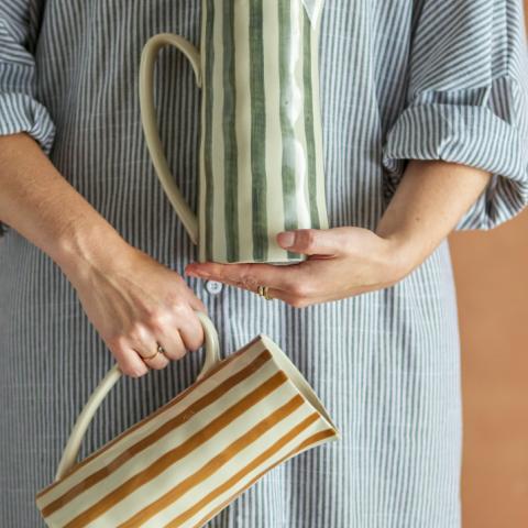 Begonia Jug, Green, Stoneware