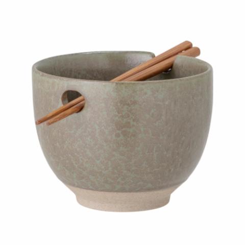 Masami Bowl w/Chopsticks, Verte, Grès