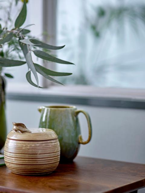 Moss Jar w/Lid & Spoon, Nature, Stoneware