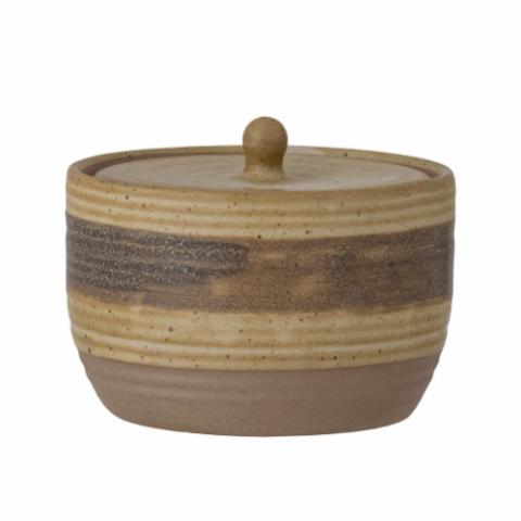Solange Jar w/Lid, Nature, Stoneware