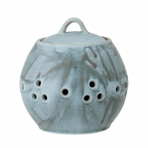 Petal Jar w/Lid, Blue, Stoneware