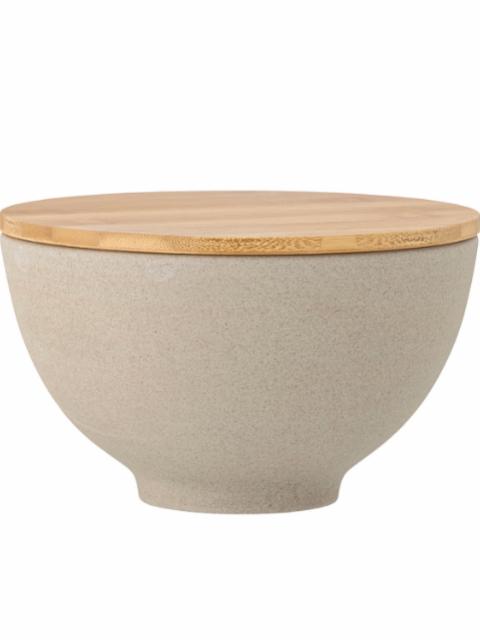 Lee Bowl w/Lid, Nature, Stoneware