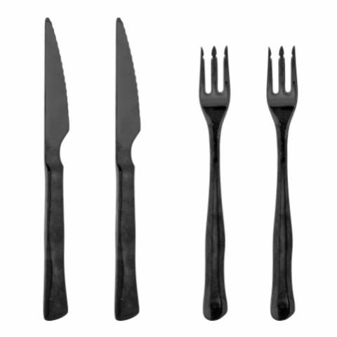 Ollin Steak Cutlery, Black, Stainless Steel