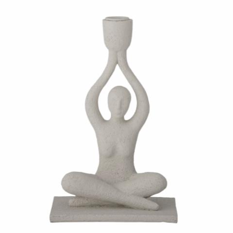 Lucie Candlestick, White, Polyresin