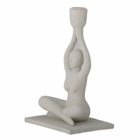 Lucie Candle Holder, White, Polyresin
