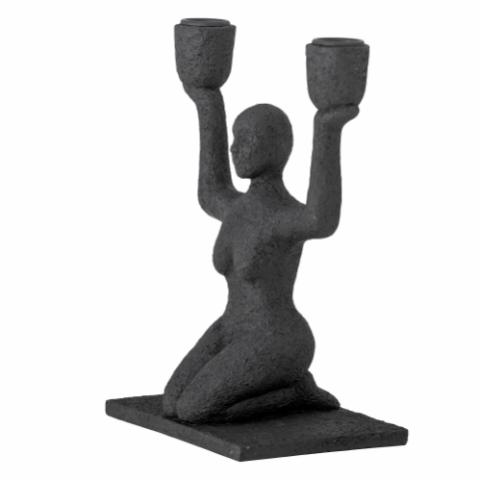 Lucie Candle Holder, Black, Polyresin