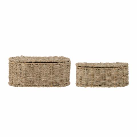 Rossey Basket w/Lid, Nature, Seagrass