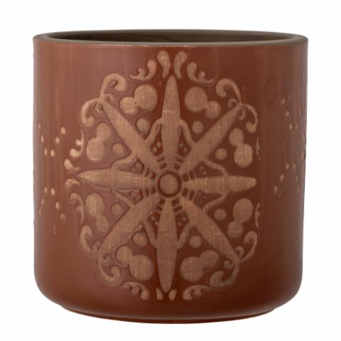 Safio Deco Flowerpot, Brown, Terracotta