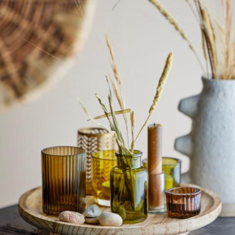 Sanga Tablett mit Teelichthaltern, Natur, Glas