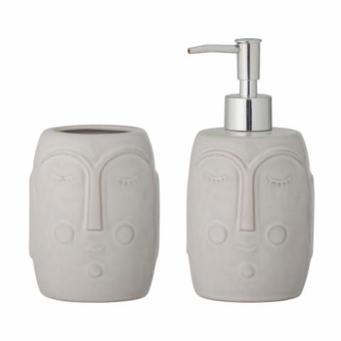 Niga Soap Dispenser Set, Nature, Porcelain