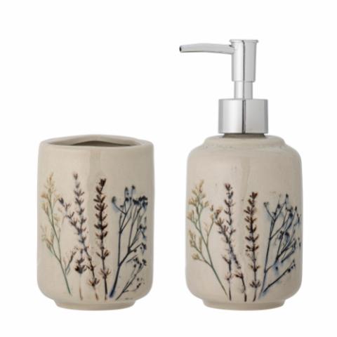Bea Soap Dispenser Set, Nature, Stoneware