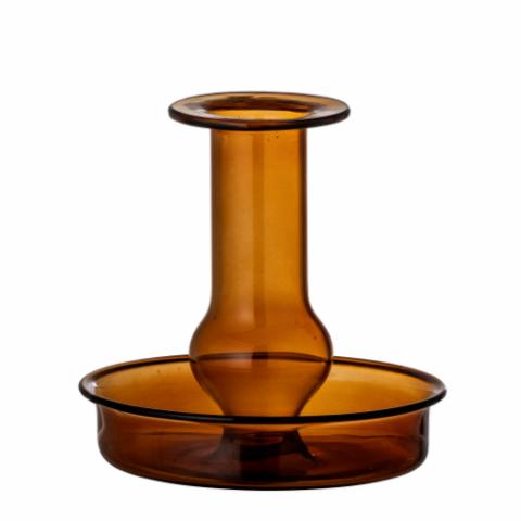 Quinn Candle Holder, Brown, Glass