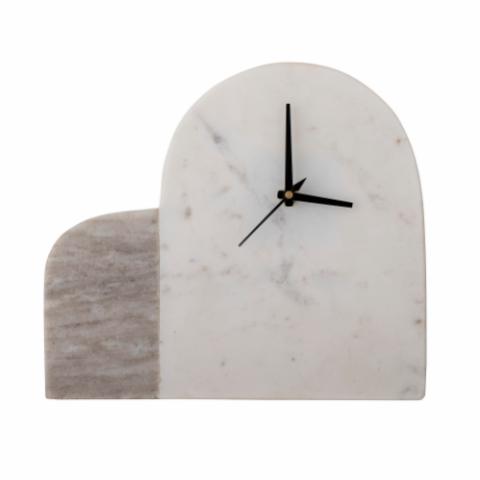 Moria Table Clock, White, Marble