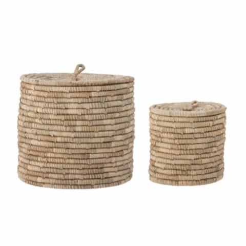 Lin Basket w/Lid, Nature, Seagrass
