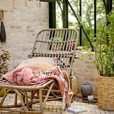 Dione Deck Chair, Brown, Rattan