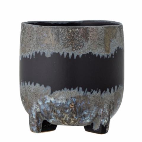 Nasru Flowerpot, Black, Stoneware