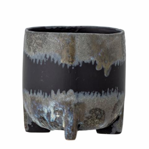 Nasru Flowerpot, Black, Stoneware