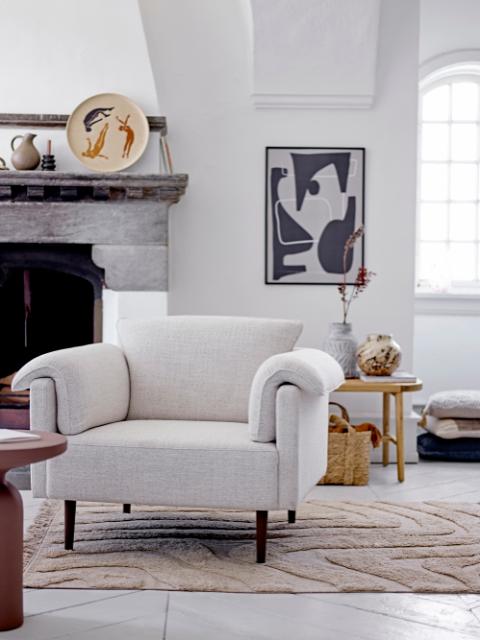 Chesham Lounge Chair, White, Polyester
