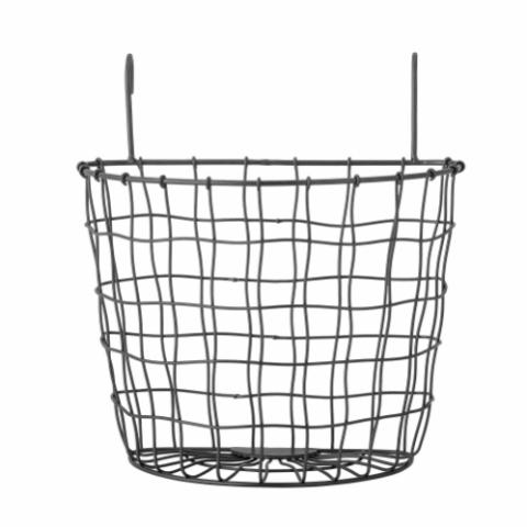 Minas Wall Basket, Black, Metal