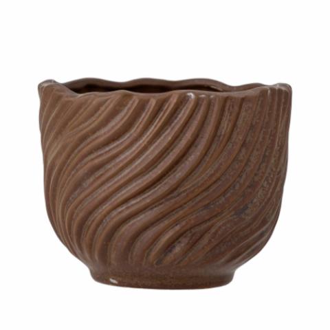Sella Flowerpot, Brown, Stoneware