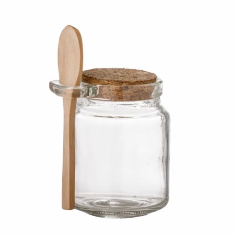 Iona Jar w/Lid & Spoon, Clear, Glass