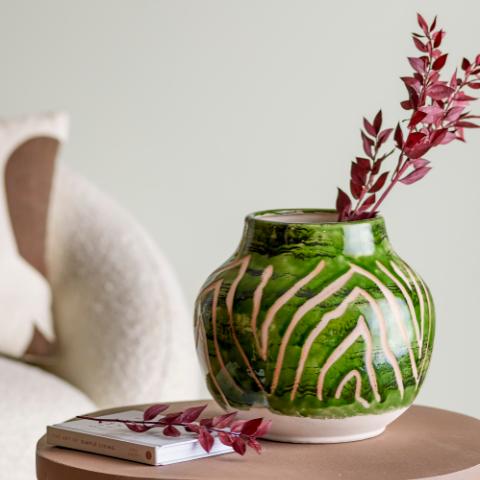 Eliya Vase, Green, Stoneware