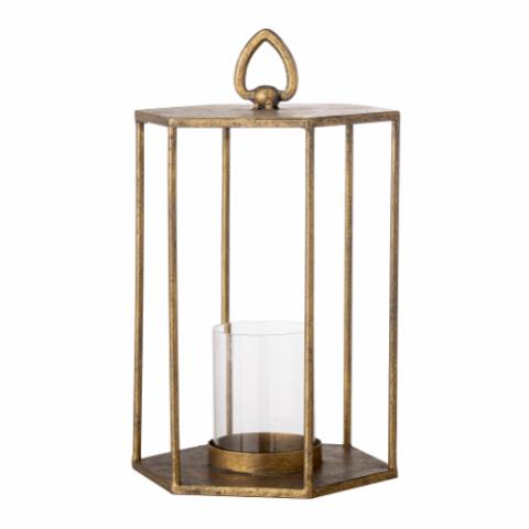Vanea Lantern w/Glass, Brass, Metal