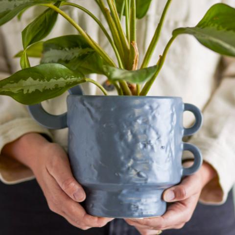 Alfine Pot de fleurs, Blue, Grès