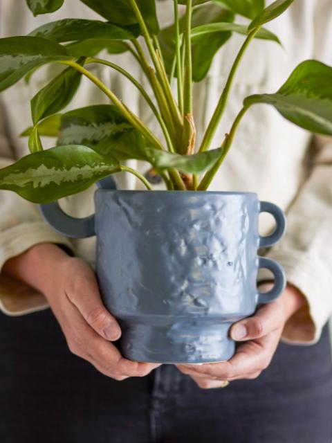 Alfine Flowerpot, Blue, Stoneware