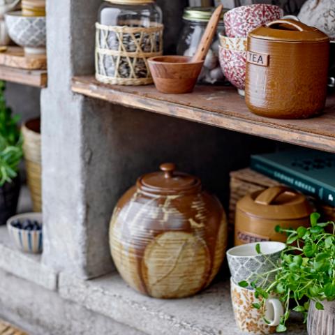 Nasib Jar w/Lid, Brown, Stoneware