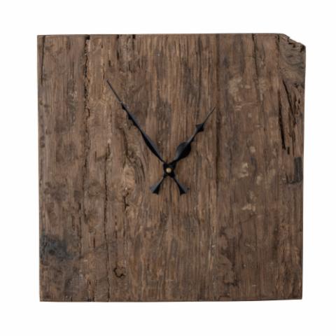 Sarai Wall Clock, Brown, Reclaimed Wood