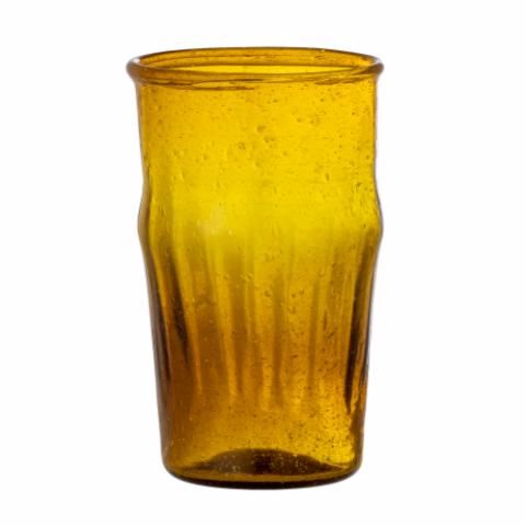 Taja Drinking Glass, Yellow, Recycled Glass
