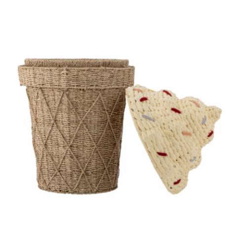 Cillie Basket w/Lid, Nature, Seagrass