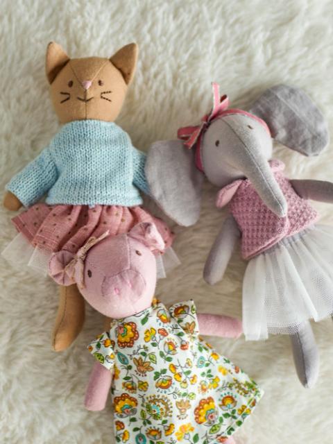 Animal friends Doll, Rose, Baumwolle
