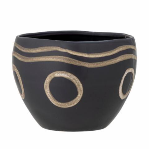 Magnus Flowerpot, Black, Stoneware