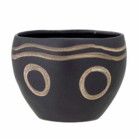 Magnus Flowerpot, Black, Stoneware