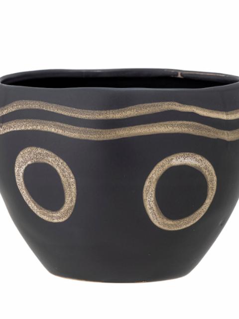 Magnus Flowerpot, Black, Stoneware