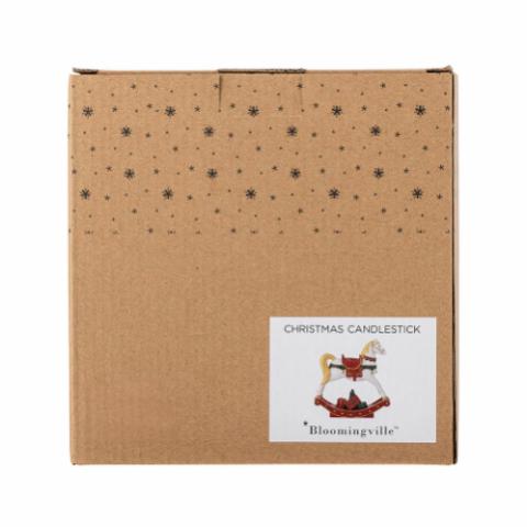 Almine Candle Holder, Red, Polyresin