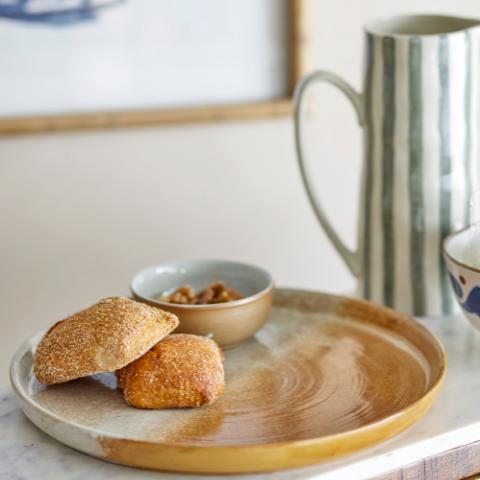 Dahlia Serving Plate, Brown, Stoneware
