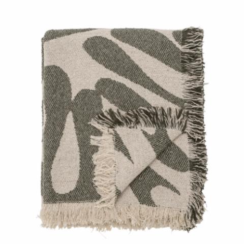 Bloomingville Plaid In Cotone Riciclato Morbido - Grigio E Beige Con Frange, Motivo A Rombi, 152x127 Cm