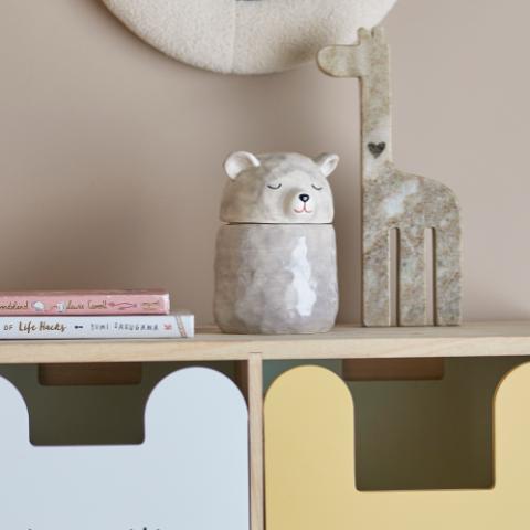 Puk Cruche avec couvercle , Gris, Grès