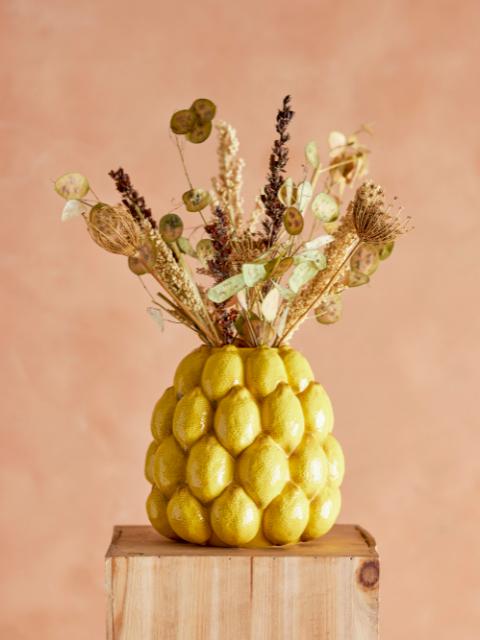 Limone Vase, Gelb, Steingut